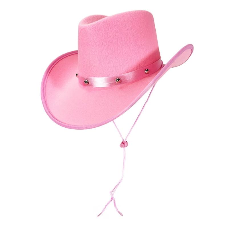 Stylish Cowboy Hats Decorative Studs Breathable Cloth Comfortable Fit Western Party Outdoor Festival Accessory
