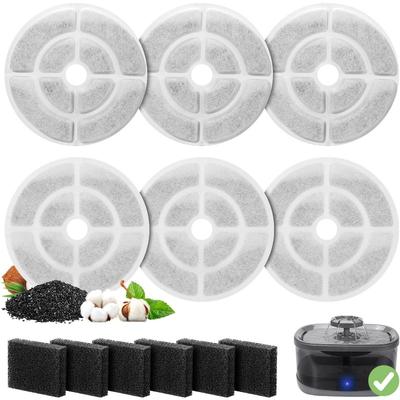 6 Pack Replacement Filters for 2.5Gal/9.5L Dog Water Fountain Coconut Activated Dog Fountain Filters  Pet Fountain Filter