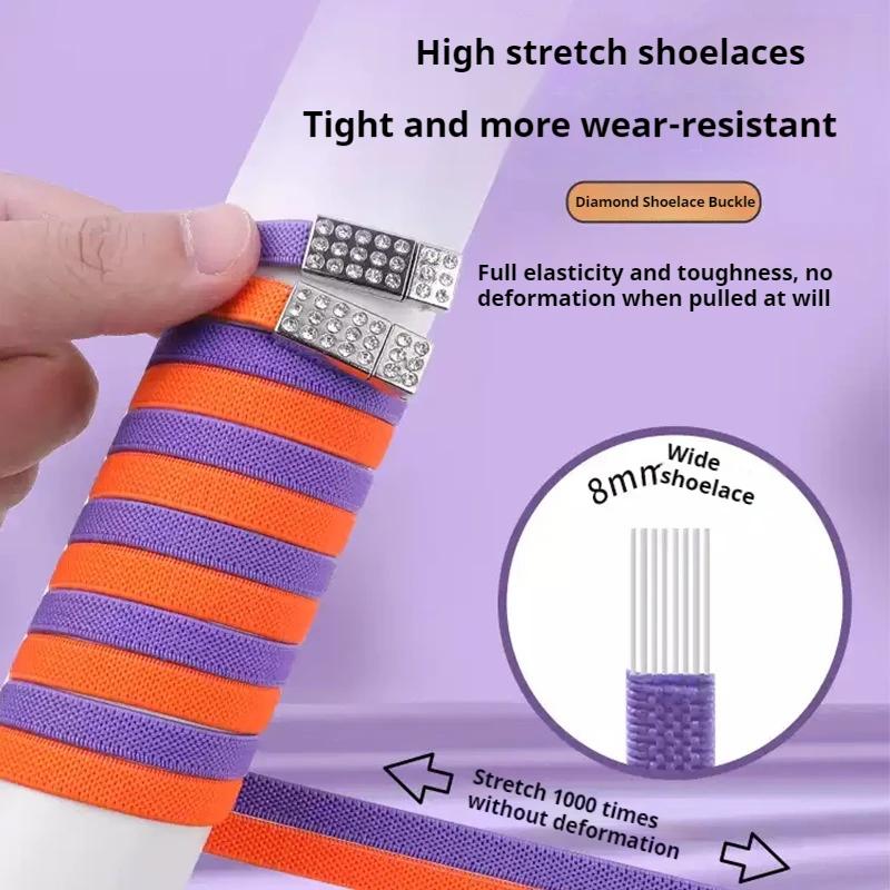 Diamond Elastic Laces Sneakers Magnetic Shoelaces Without Ties Tennis Women No Tie Shoe Laces Flat Wide Shoelace Shoe Accessorie