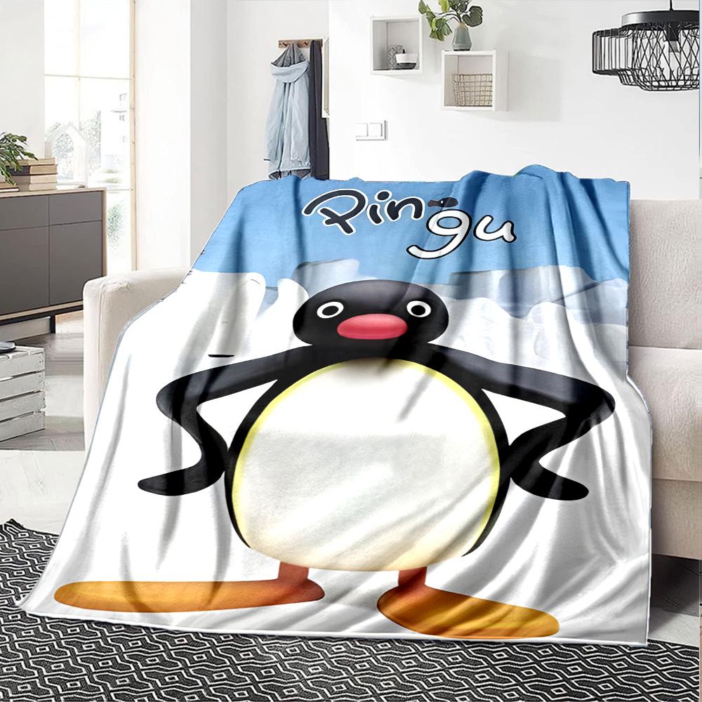 1pc Pingu1 Blanket, Gift, for Men and Women, Soft Blanket, Good for Sofa Bed Couch Travel, Lightweight Flannel Blanket