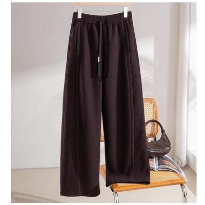 2025 Puyuan Autumn/Winter Silk Cashmere Women's Wide-Leg Pants with Double Pockets