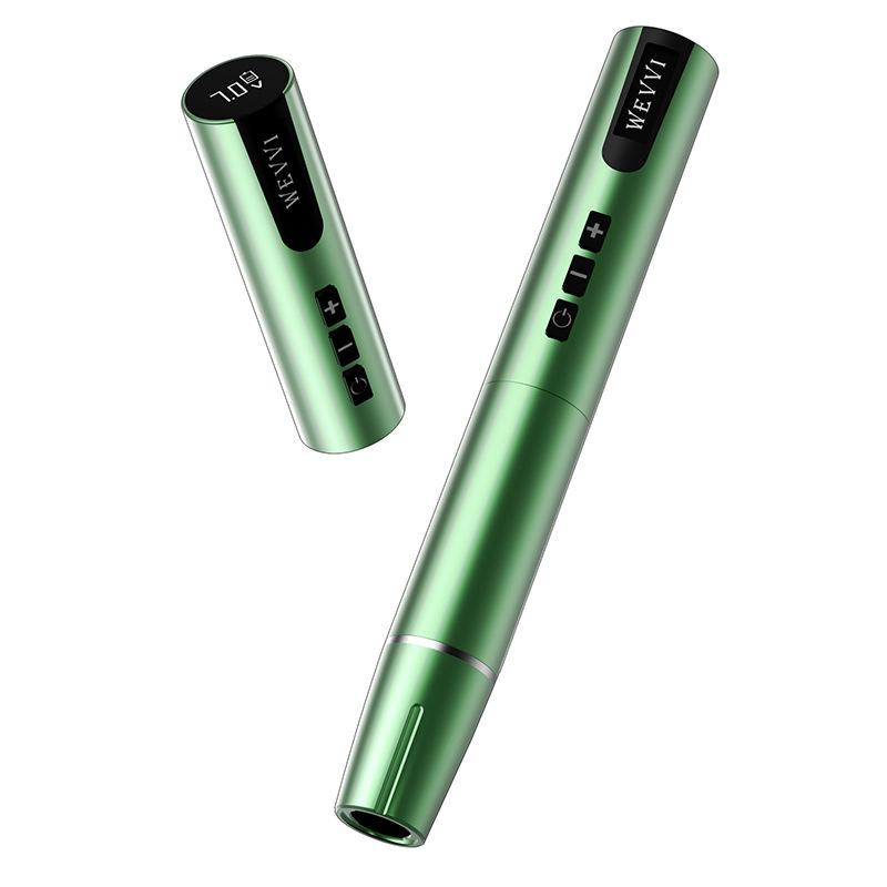 

Набор для татуировки, беспроводная батарея, машина для татуировки, ручка, светодиодный дисплей, машина для перманентного макияжа бровей и губ зелёный