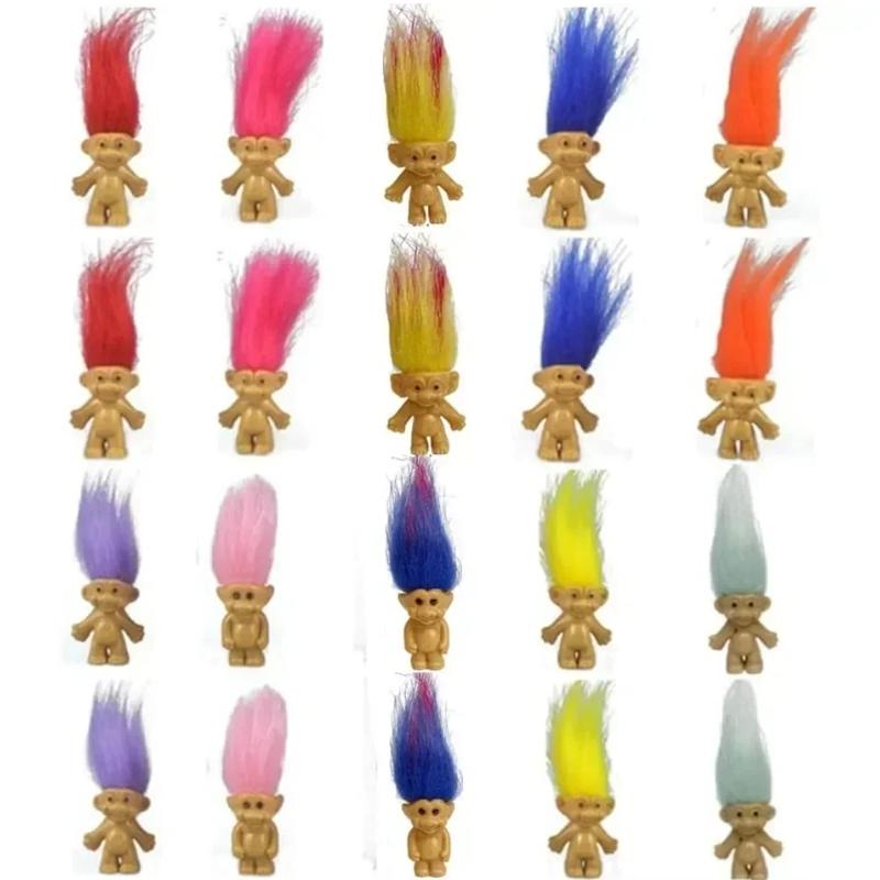 10Pcsbag Mini Trolls Dolls Anime Action Figure Colorful Hair Family Members Model Collection Kids Toys For Children'S Gift