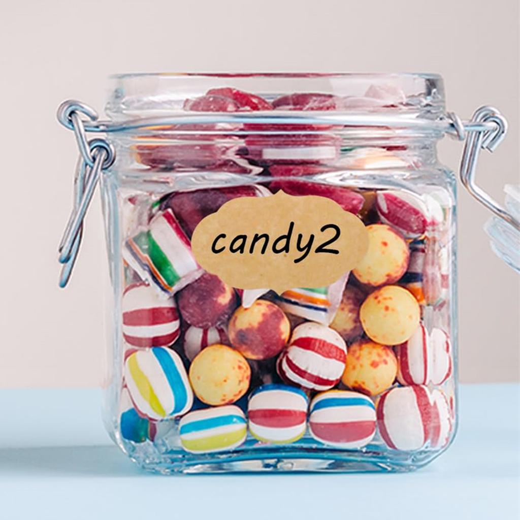 250Pcs Self-Adhesive Kraft Tags Sticker Self-Adhesive Customize Holiday Present Stickers for Jars Christmas Gift Name Tags
