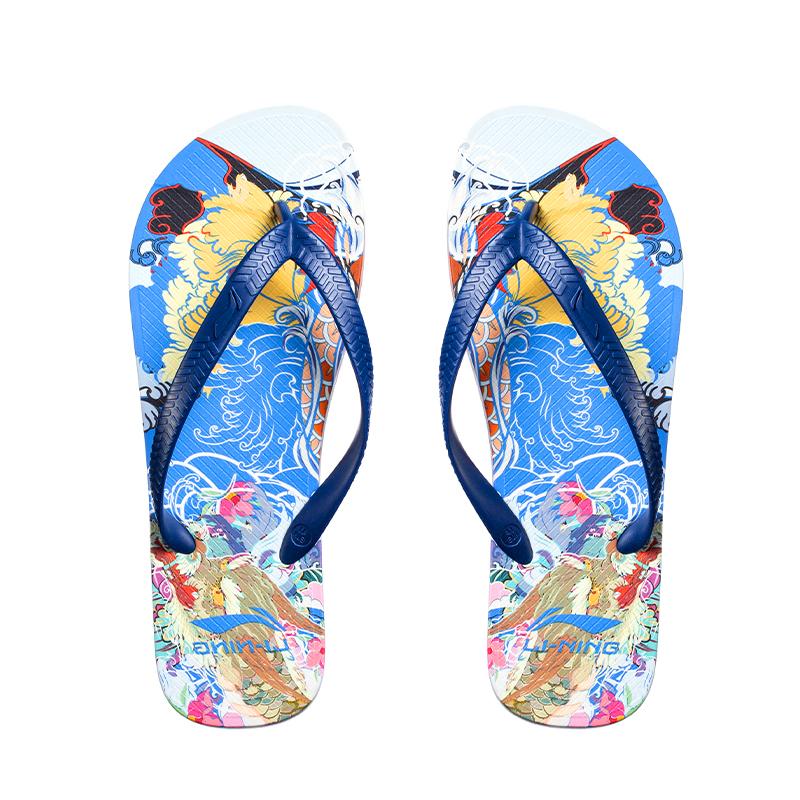 Li Ning Trendy Fashion Summer Dragon Descendant Anti-Wear Anti-Slip Quick-Dry Flip-Flops Unisex Footwear Light-Blue LNXT926-4