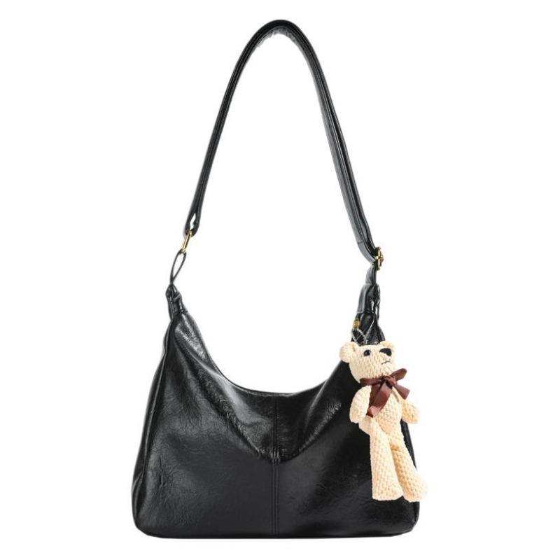 Lazy wind large-capacity bag women's new trendy retro soft leather shoulder bag commuter messenger tote bag