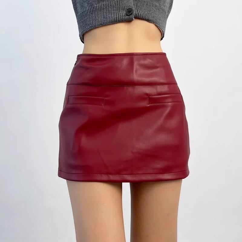 Leather Mini Skirts Summer Women's Y2K Elegant Party Short Skirts Ladies Fashion Casual Office Black Mini Skirts