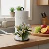 Paper Towel Holder Tissue Roll Storage Rack Counter Paper Towel Holder with 2D Flower Pattern for Home Apartment Hand Wash Area