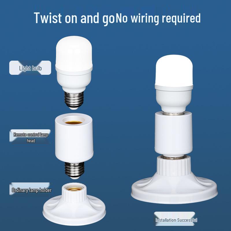 Universal Wireless Remote Control Lamp Holder for LED Bulbs, 220V Screw Base, Bedroom Lighting Fixture.