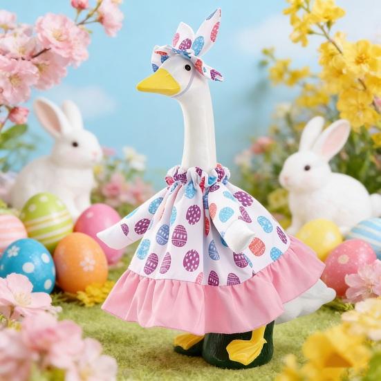Easter Goose Outfit Clothes for 23" High Cement Plastic Goose Statue Outdoor Lawn Goose Dress And Hat Set for Garden Yard Patio Decor