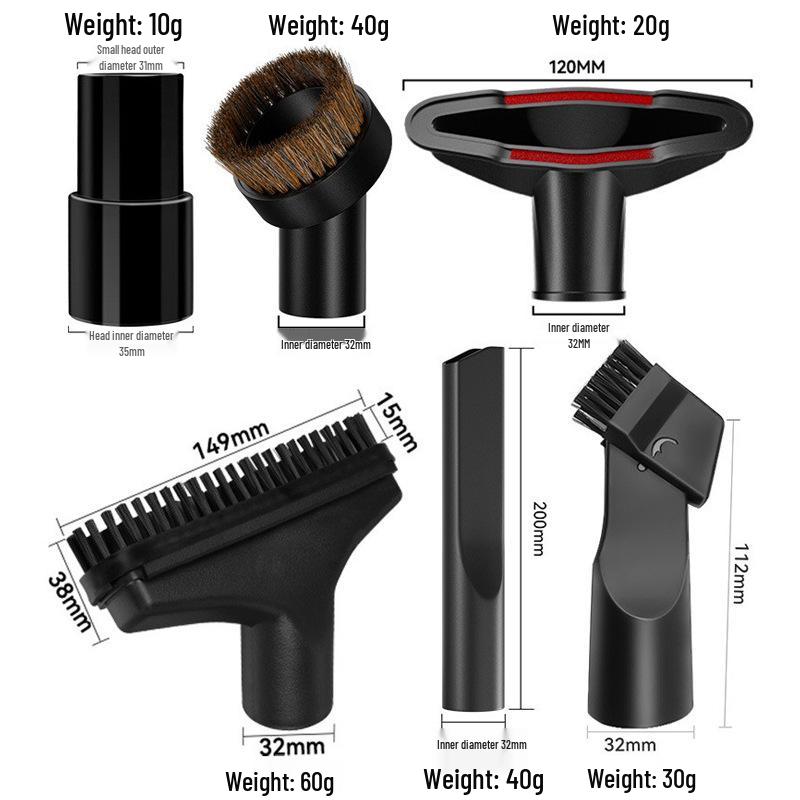 Boxuan 2-in-1 Round Brush Head for Philips Midea Vacuum Cleaners, Universal 32mm Diameter