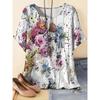 Fashion Women's Flower Short Sleeve Crew Neck T-Shirt 3D Flower Color Printing Tops Daily Wear