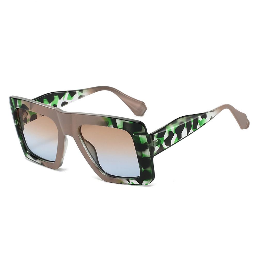 New Retro Oversized Square Sunglasses Women Fashion Leopard Gradient Shades UV400 Men Punk Sun Glasses