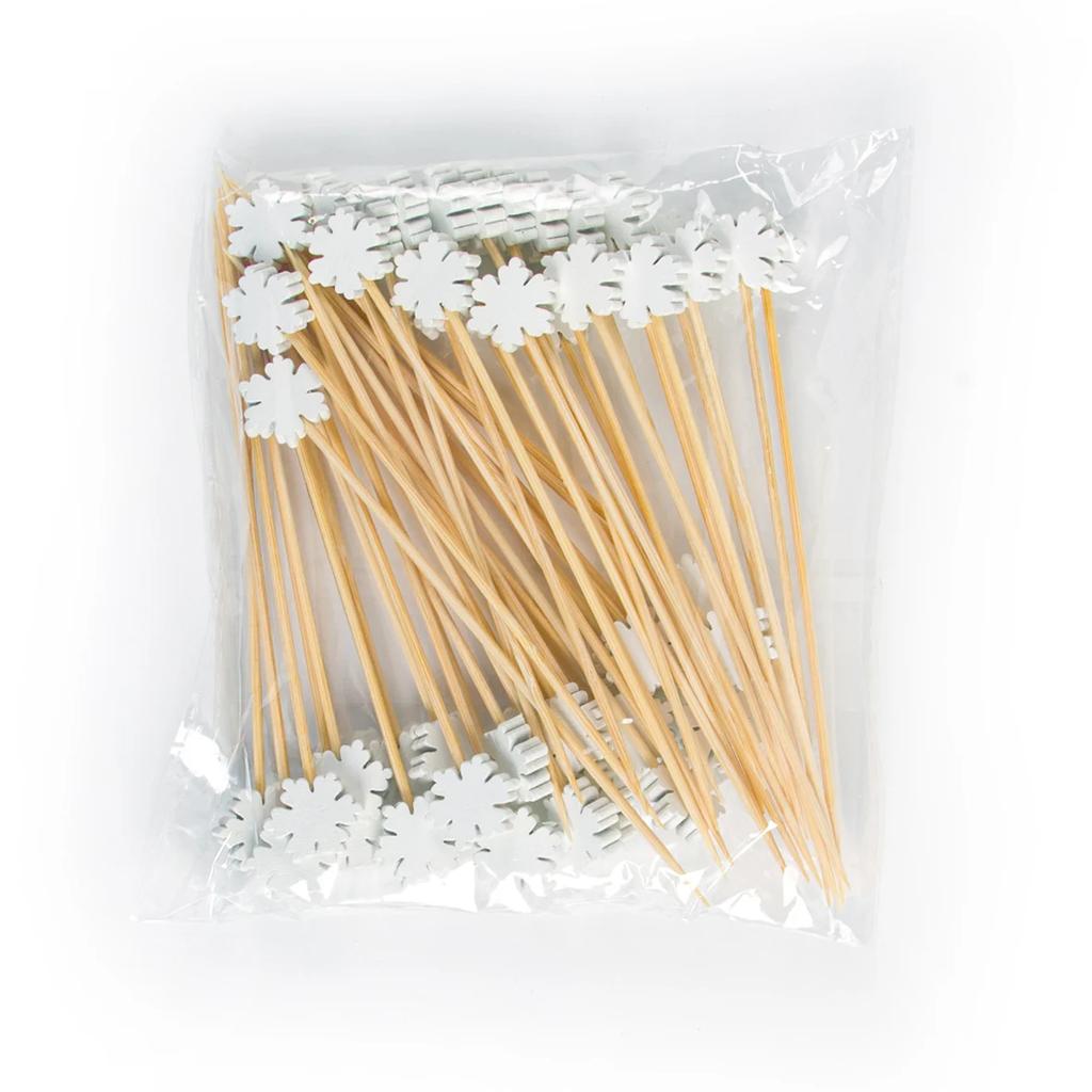 50 Stück Weihnachten Bambus Cocktailspieße Weihnachtsmann Schneeflocke Baum Getränk Obst Dessert Essen Zahnstocher Weihnachtsfeier Deko 2025