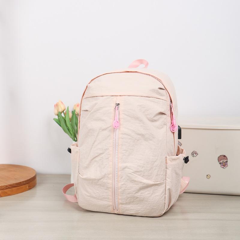 Schoolbag schoolbag women's 1011 simple and lightweight student solid color early autumn new travel backpack trendy high value backpack waterproof