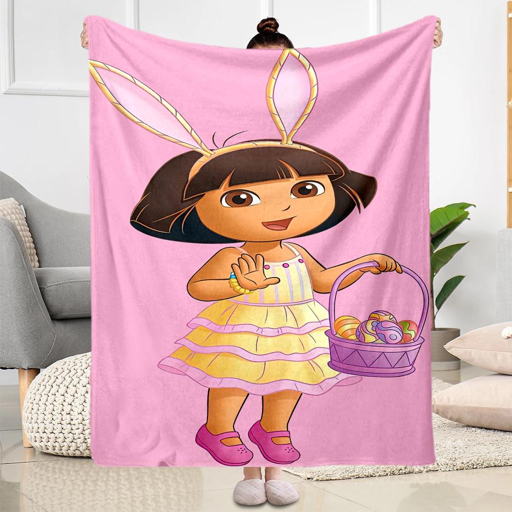 Dora Explorer Blanket Soft & Cozy Suitable for Office Picnics Chair Four Seasons Universal Playful Design Perfect Gift for Relatives and Friends