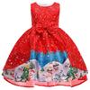 Girls Christmas Princess Dress with Santa Snowflake Print - Holiday Party Dress