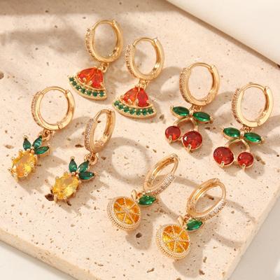 1 Paar Niedliche Frucht-Hängeohrringe für Damen Zirkonia-Schmuck Hochzeitsfeier-Accessoires