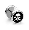 1Pc Punk Black Stainless Steel Round Stud Earrings Women Men Gothic Tunnel Barbell Dumbbell Earings Ear Piercing Zircon Gifts