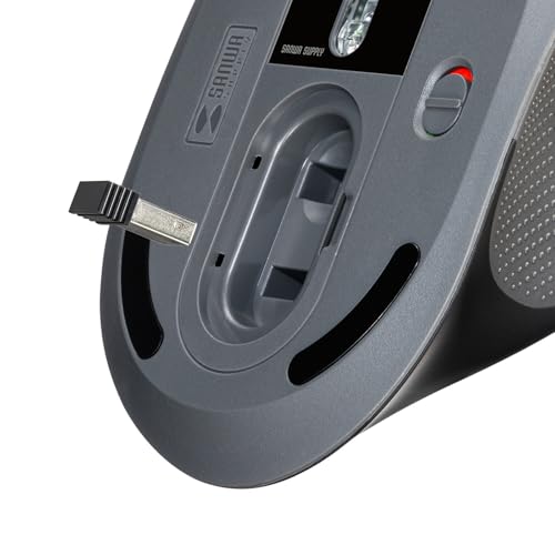 Sanwa Supply Silent Wireless Ergonomic Mouse (2.4GHz Wireless, 58mm Height) MA-EWBS528LBK