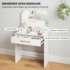 Vanity Table with Mirror, Compact Vanity Table with 3 Drawers, White