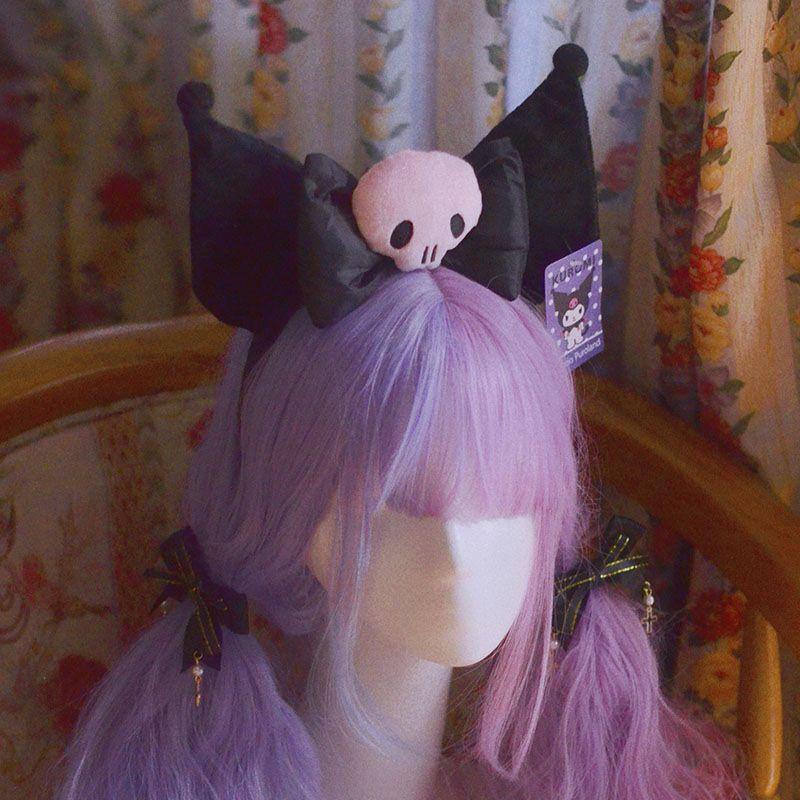 Roztomilá čelenka s oušky Kuromi Plyšová čelenka Do Kawaii kostýmu a Cosplay Dárky Pro Dívky