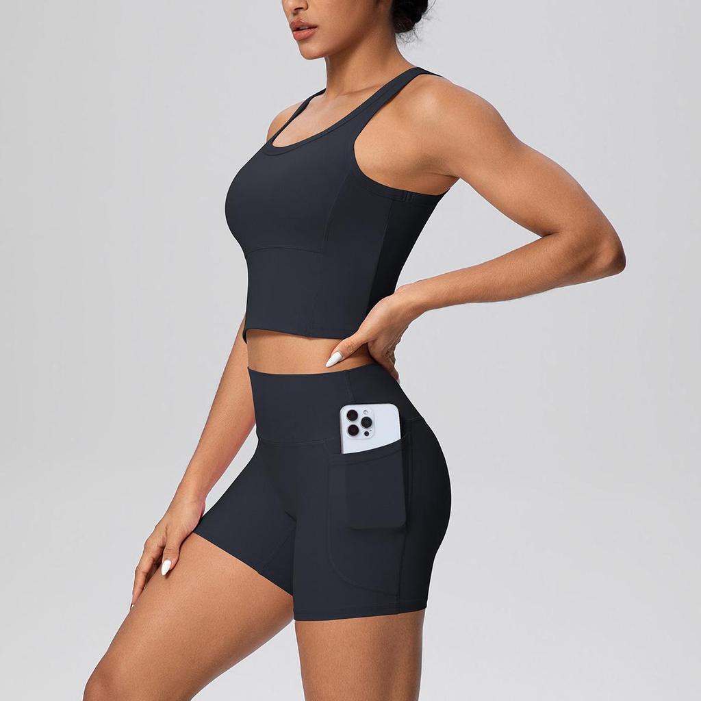 Bare-Feel Sports Tank & High-Waist Butt-Lifting Shorts Set - Quick-Dry Running & Yoga Wear