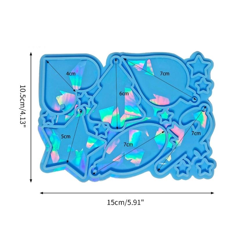 Jewelry Casting Mold Christmas Silicone Mold Holographic Resin Mold for DIY Wind Chime Keychains Ornament Pendant