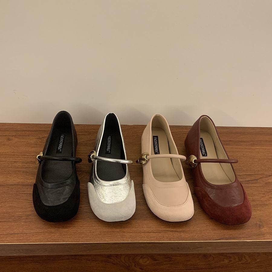 Raised thick sole with skirt female spring and autumn new French retro fairy style silver French casual Mary Jane shoes