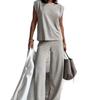 2025 European & American Autumn/Winter Women's Sleeveless Solid Casual T-Shirt and Wide-Leg Pants Set