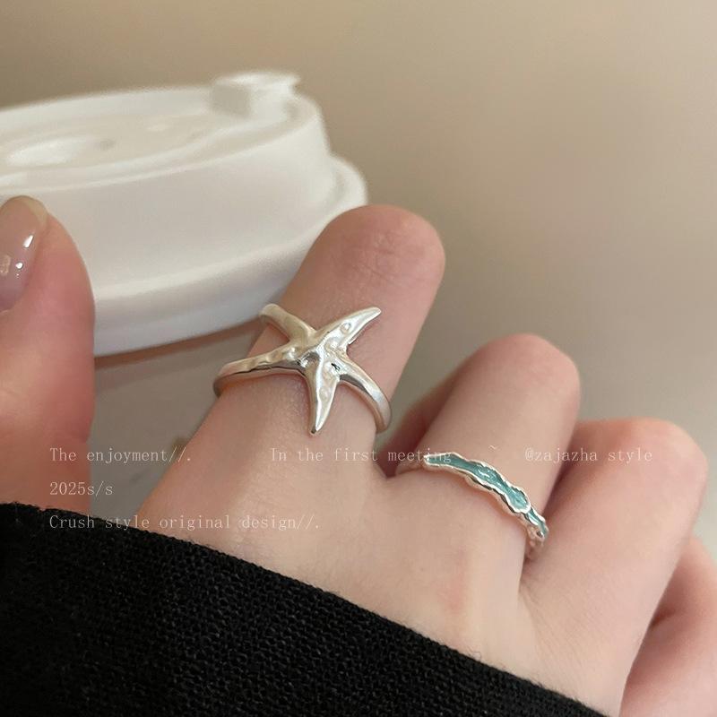 Simple silver five-pointed star ring women's light luxury high-end niche design index finger ring fashion personalized jewelry
