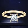 Rrjzz Prinzessschliff VVS1 CZ Labordiamant Solitärring Silber Goldfarbe Damen Verlobungsringringe für Hochzeit Feiner Schmuck