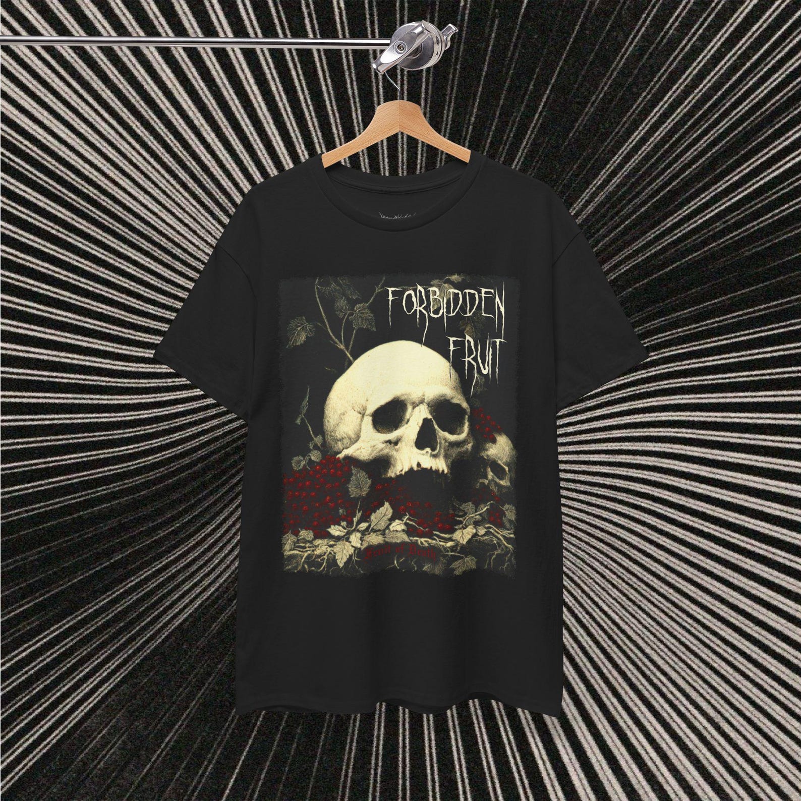 Gothic Skull Tee: Dark Metalcore Shirt with Ivy & Berries 2XL