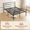 4ft6 Double Bed Frame with Headboard and Footboard, Metal Platform Bed Frame with 32 cm Underbed Storage, Black
