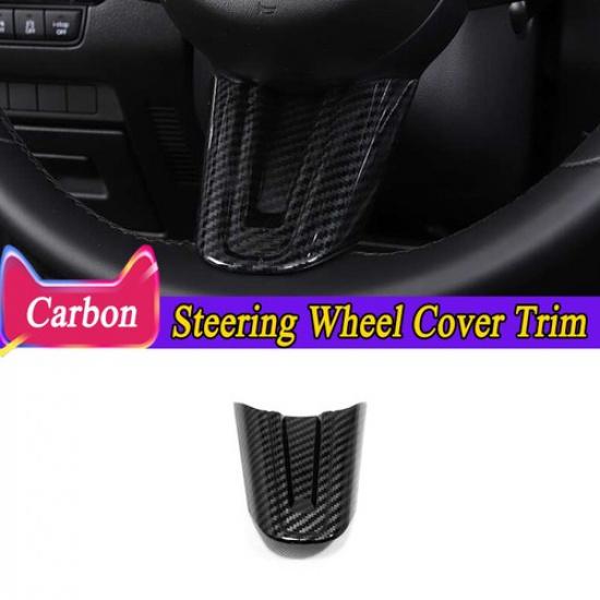 Carbon Fiber Style Inner Steering Wheel Center Trim Cover For Mazda 3 2019-2023