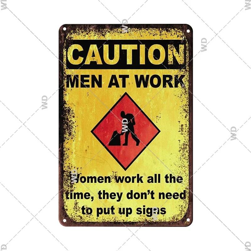 CautionCharm Vintage Metal Plaque - Warn Slogan Design - Great for Door, Factory & Home Wall Decor - Retro Caution Sign Poster