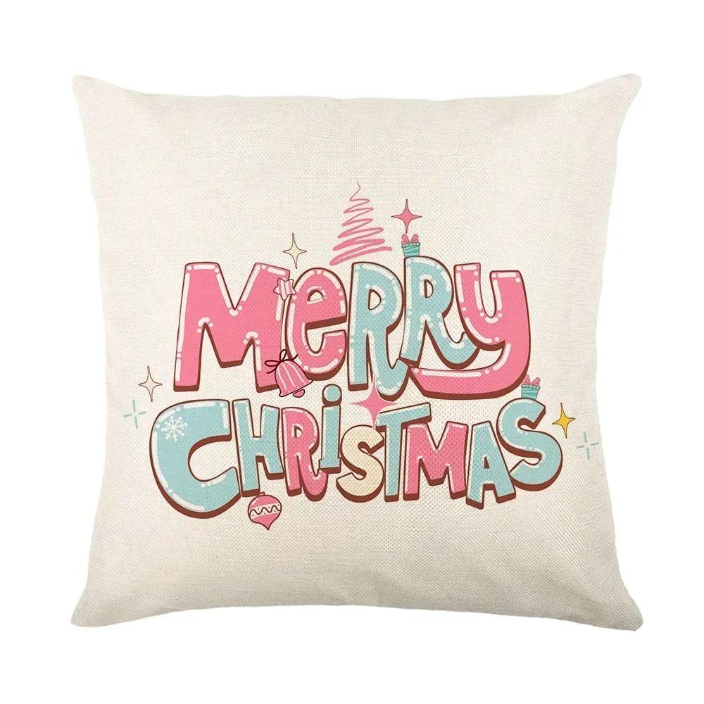 Christmas Day Party Decoration Pillowcase Santa Claus Dwarf Snowman Print Pillow Cover Sofa Room Home Decoration Christmas Gift