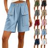Women's Casual Loose Fit Solid Color High Waist Shorts with Front Button Pockets and Belt Loops for Outdoor and Beachwear