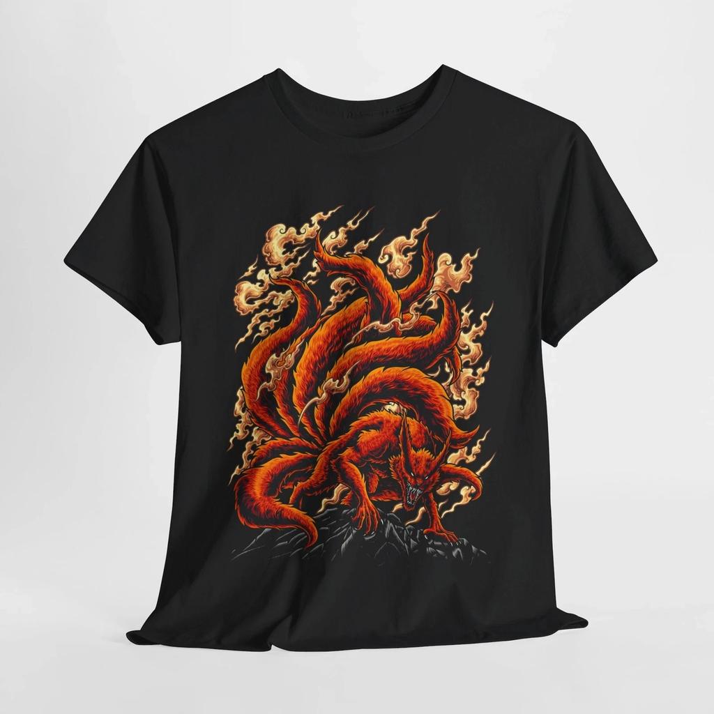 Childrens Tshirt Trendy Brand Hot Selling Vortex Naruto Nine Tailed Pure Cotton Printed Parentchild Short Sleeved Shirt