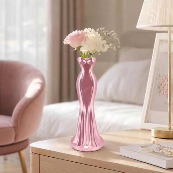 Elegante Kleiderförmige Vase, 3D-gedruckter minimalistischer Blumenhalter, Moderne dekorative Knospenvase für Wohnzimmer, Eingangsbereich, Schminktisch, Heimdekoration