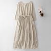 Spring/Summer 2026 Elegant Floral Tie-Up Round Neck Pullover Dress