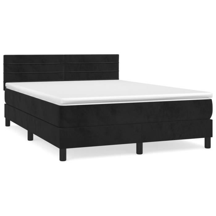 VidaXL Lit à sommier tapissier avec matelas Noir 140x190 cm Velours 3141361
