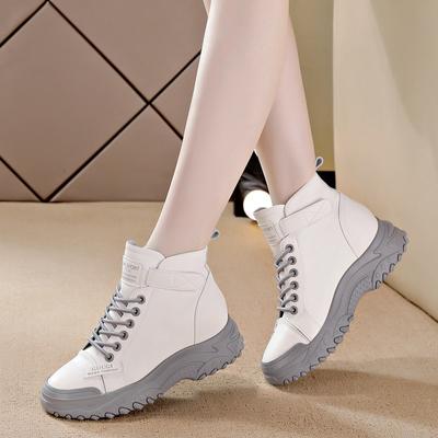 Casual High-Top Sports White Shoes Foreign Trade New Spring and Autumn Thick Bottom Female White Ankle Boots Boots