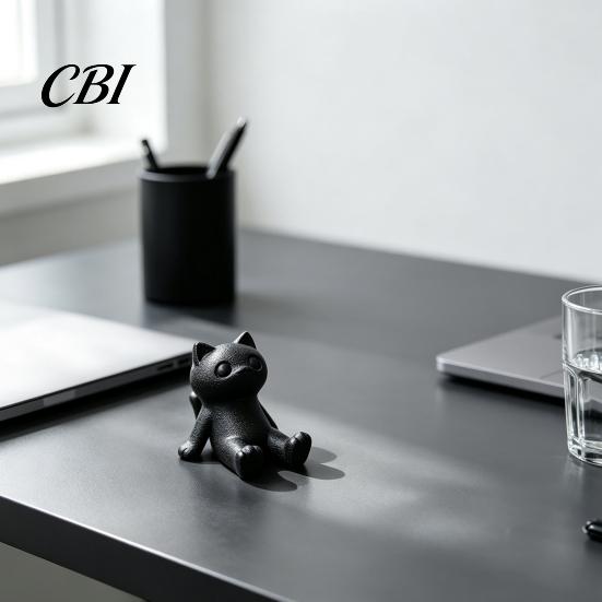 Hands Free Video Stand Cute Cat Phone Stand, 3D Printed Lying Desk Holder for Cell Stable Smartphone Tablet, Mount Home Office Decor, Gift Lovers