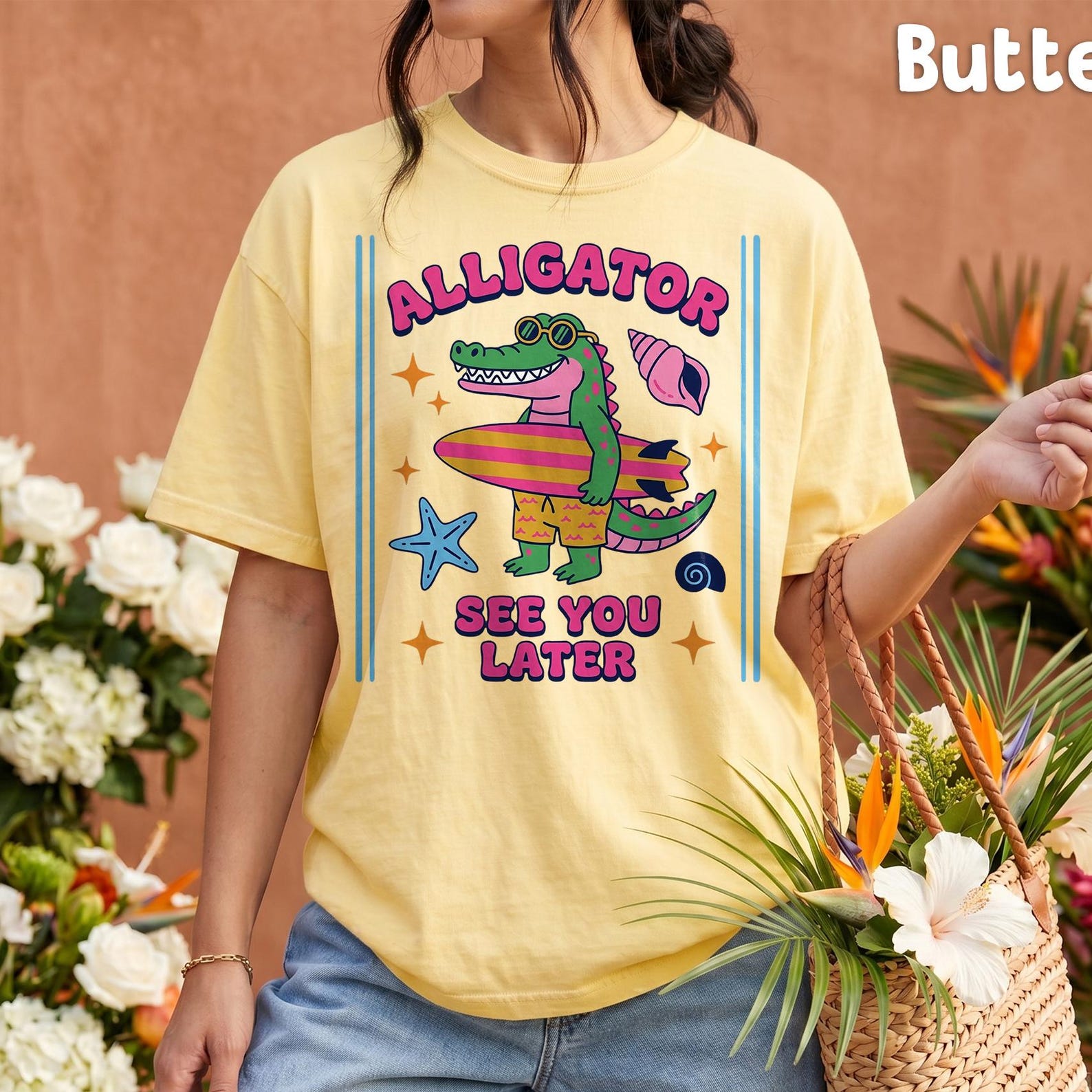 Comfort Colors® - Alligator See You Later Shirt, Funny Beach Alligator Tee, Retro Summer Tropical Alligator Gift, Summer Shirt XL