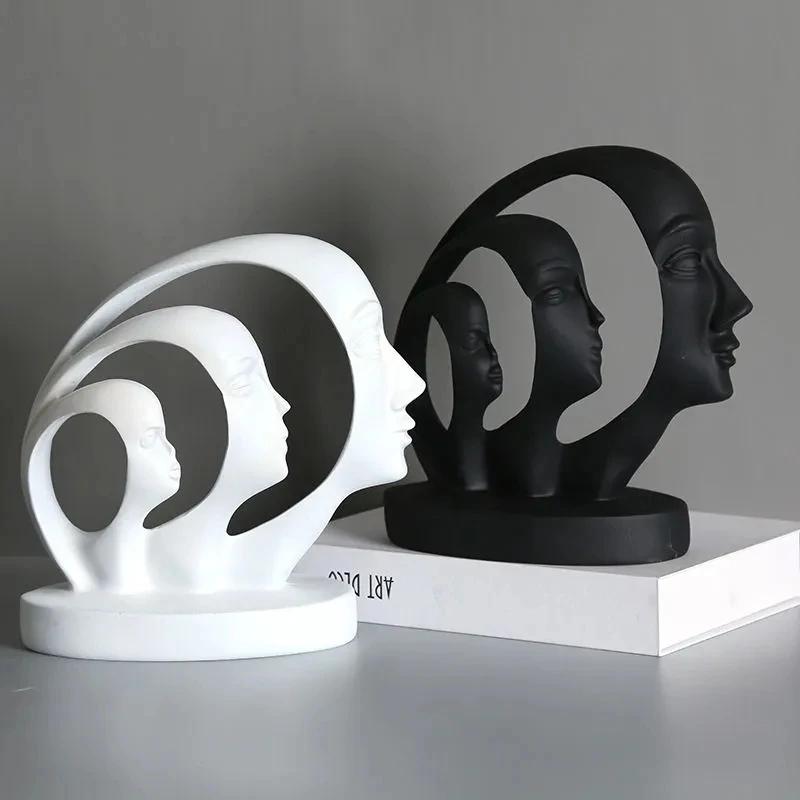 Statue Abstract Resin Desktop Ornaments Sculpture Miniature Figurines Face Character Nordic Art Crafts Office Home