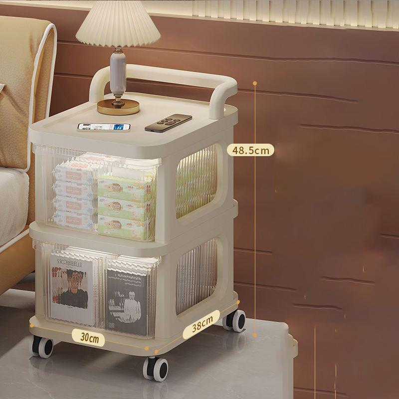 Multi-Layer Trolley Rack Storage Detachable Mobile Bedroom Study Living Room Kitchen Sundries Storage Shelf Transparent Trolley