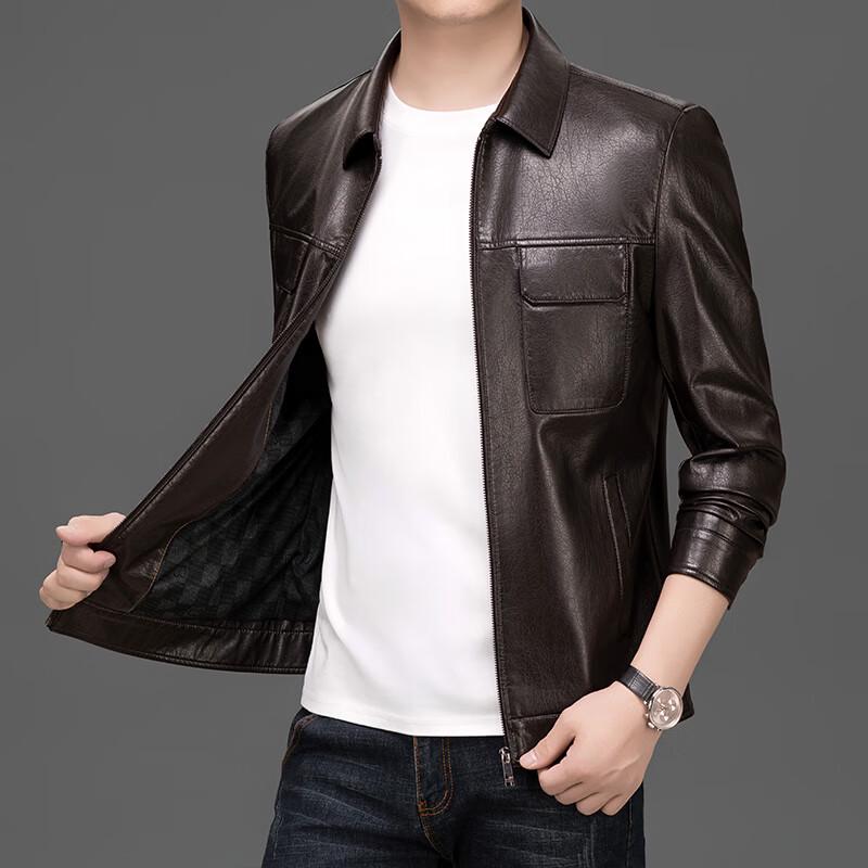 

Men s Casual Sheepskin Leather Jacket FXDH2588 L /175