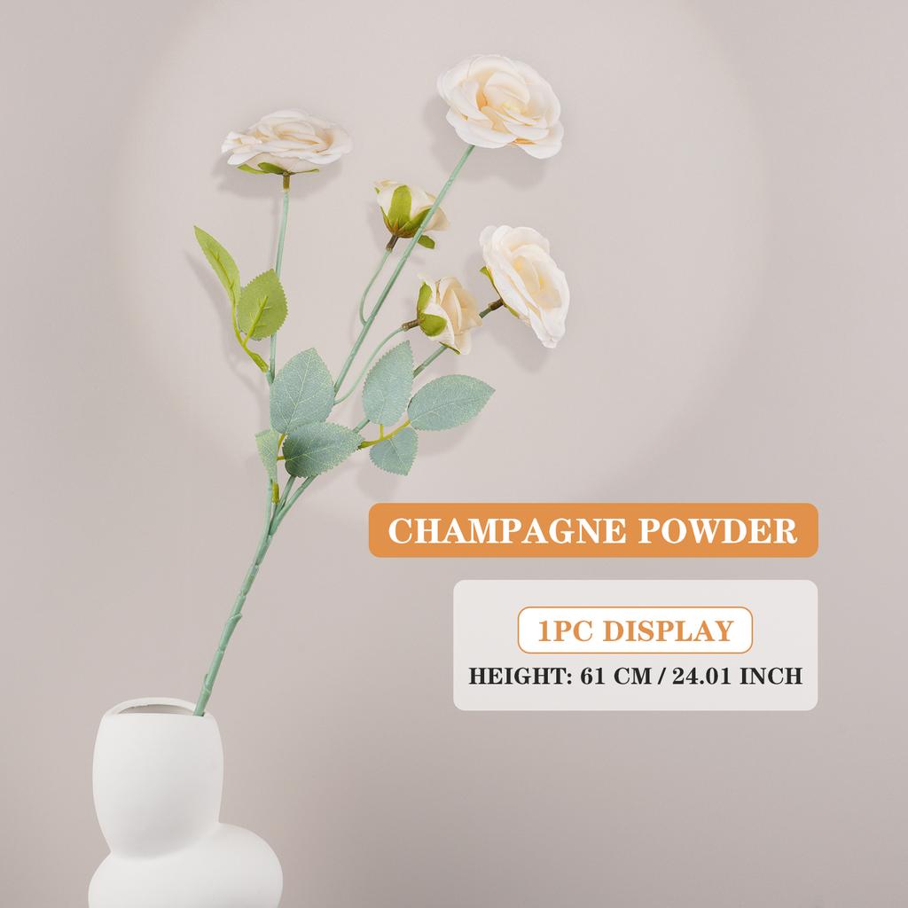 Uflower 5 Heads English Spray Rose Bouquet 61cm Artificial Silk Flowers for Wedding Home Table Decor Valentine's Day Gift