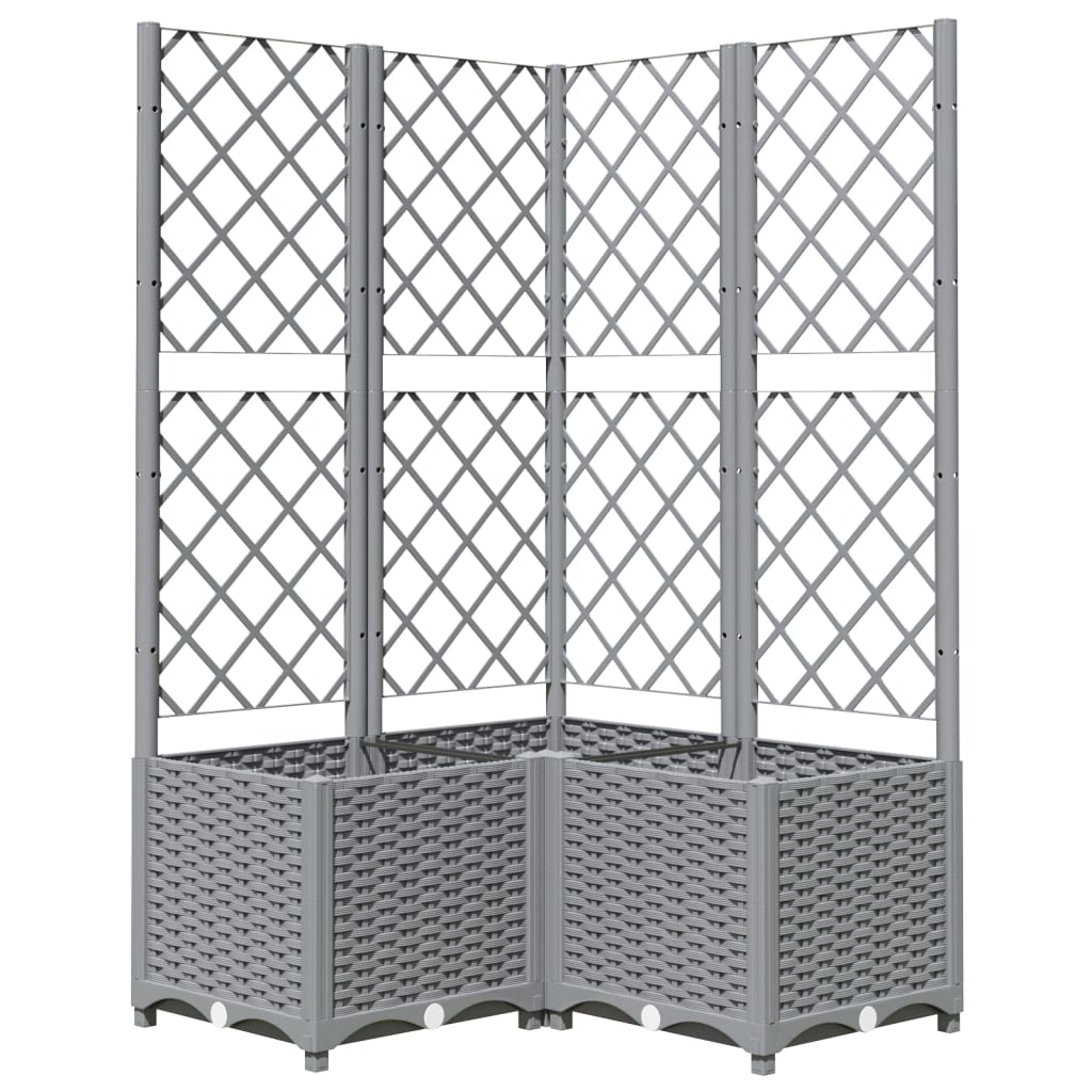 Planter with Trellis Light Grey 80 X 80 X 136 Cm PP